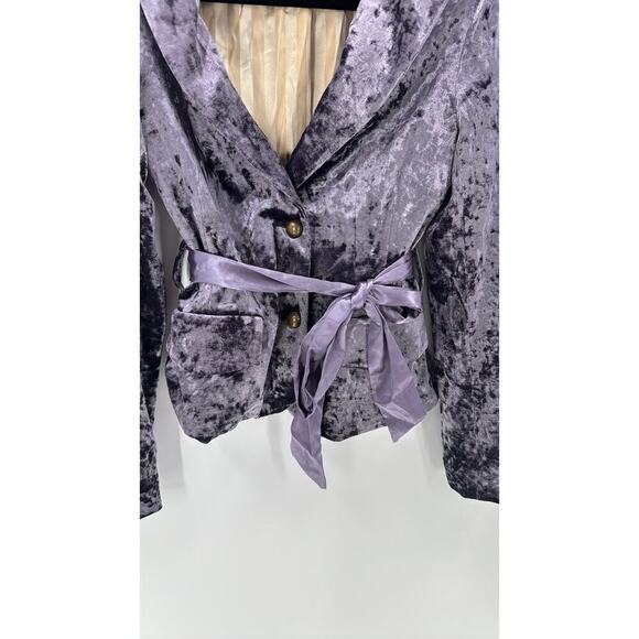 Sugar Lips vintage Y2K 90s soft purple velvet lined jacket blazer w/ribbon tie - Picture 5 of 8